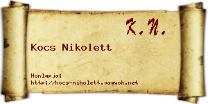 Kocs Nikolett névjegykártya